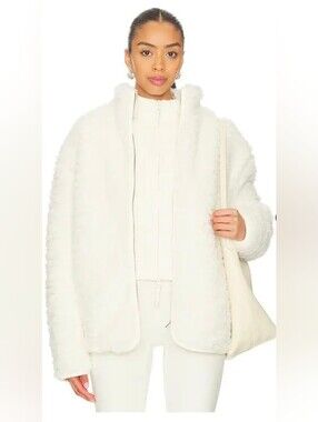 SKIMS Faux Fur Zip Up Mock Neck Jacket Size M
